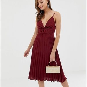 ASOS cami midi dress with pleat skirt and knot bodice